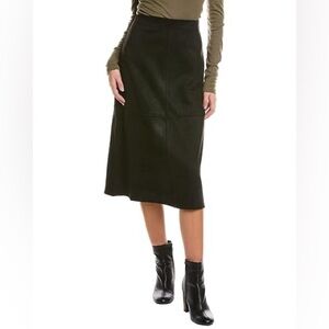 Max Studio Black Suede Midi Skirt XS NWT
